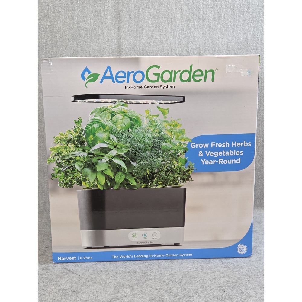 AeroGarden Harvest 6 Pod In Home Garden System From Plant to Plate NEW